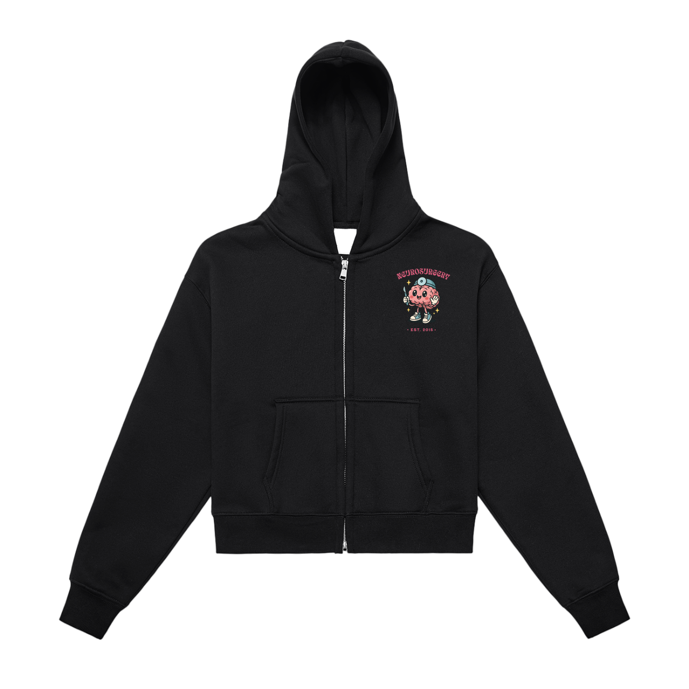 Nuero Surgery - Fleeced Zip-Up Cropped Hoodie