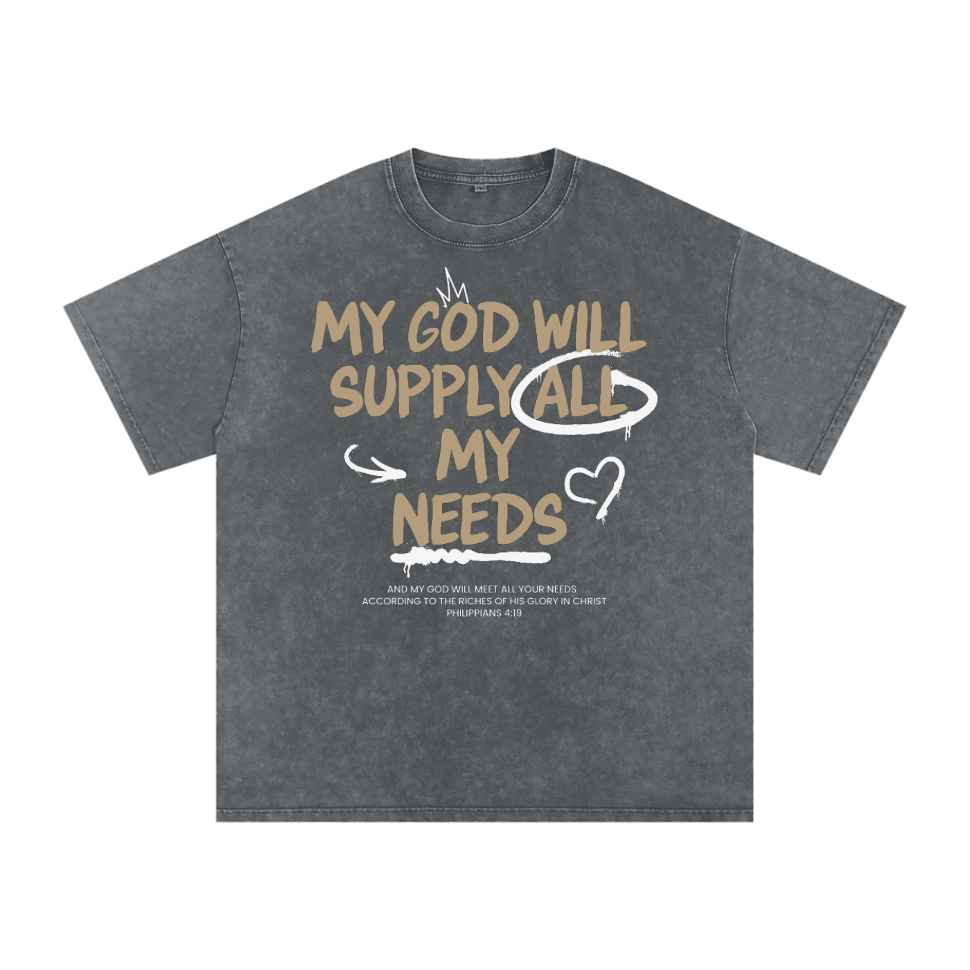 God is all I need - Acid Wash Oversize T-Shirt - 250 GSM