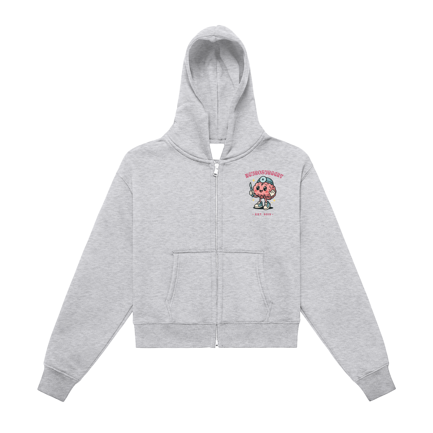 Neurosurgery - Fleeced Zip-Up Cropped Hoodie