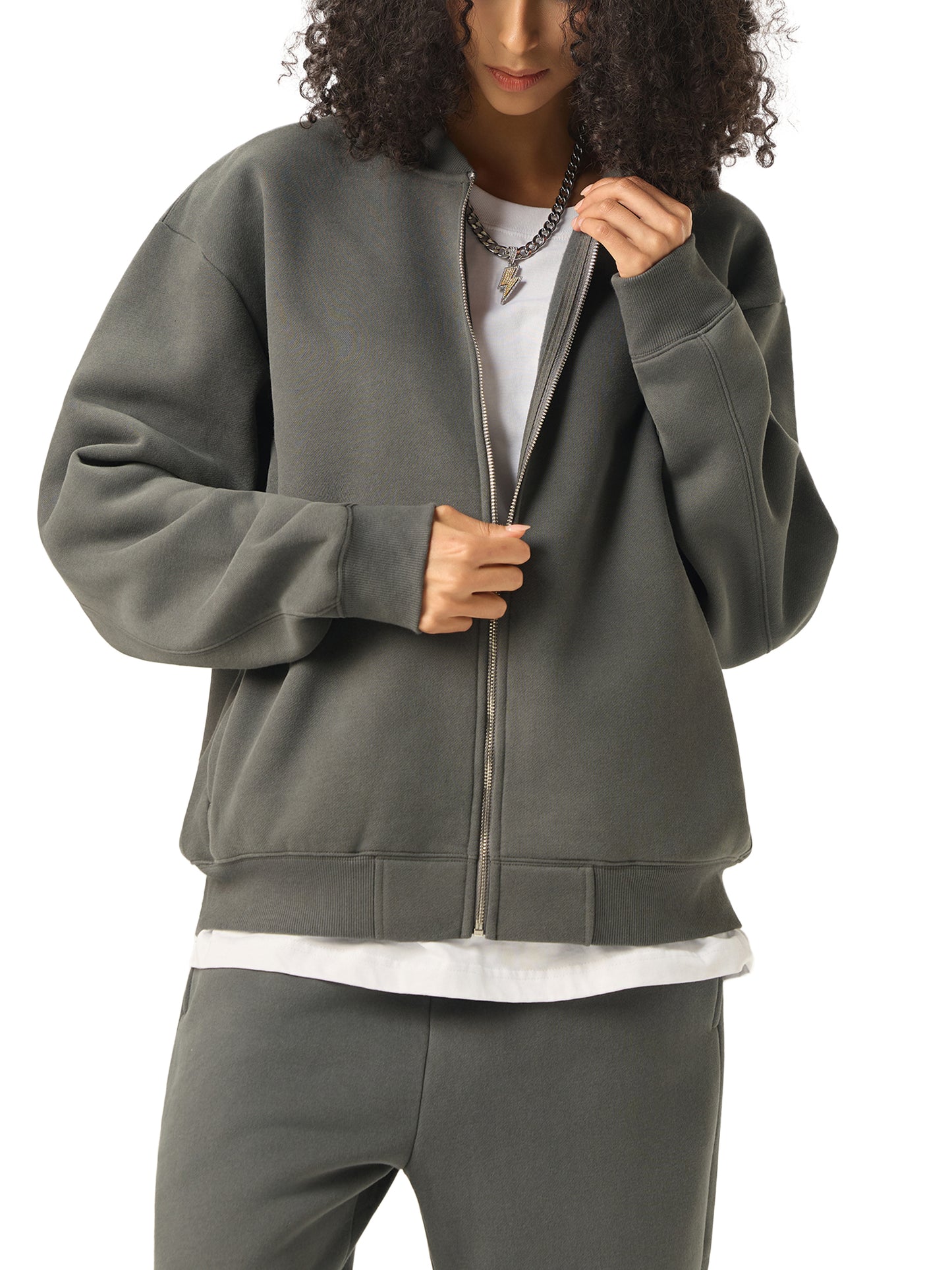 Anesthesia - Essential Zip-Up Fleeced Varsity Jacket