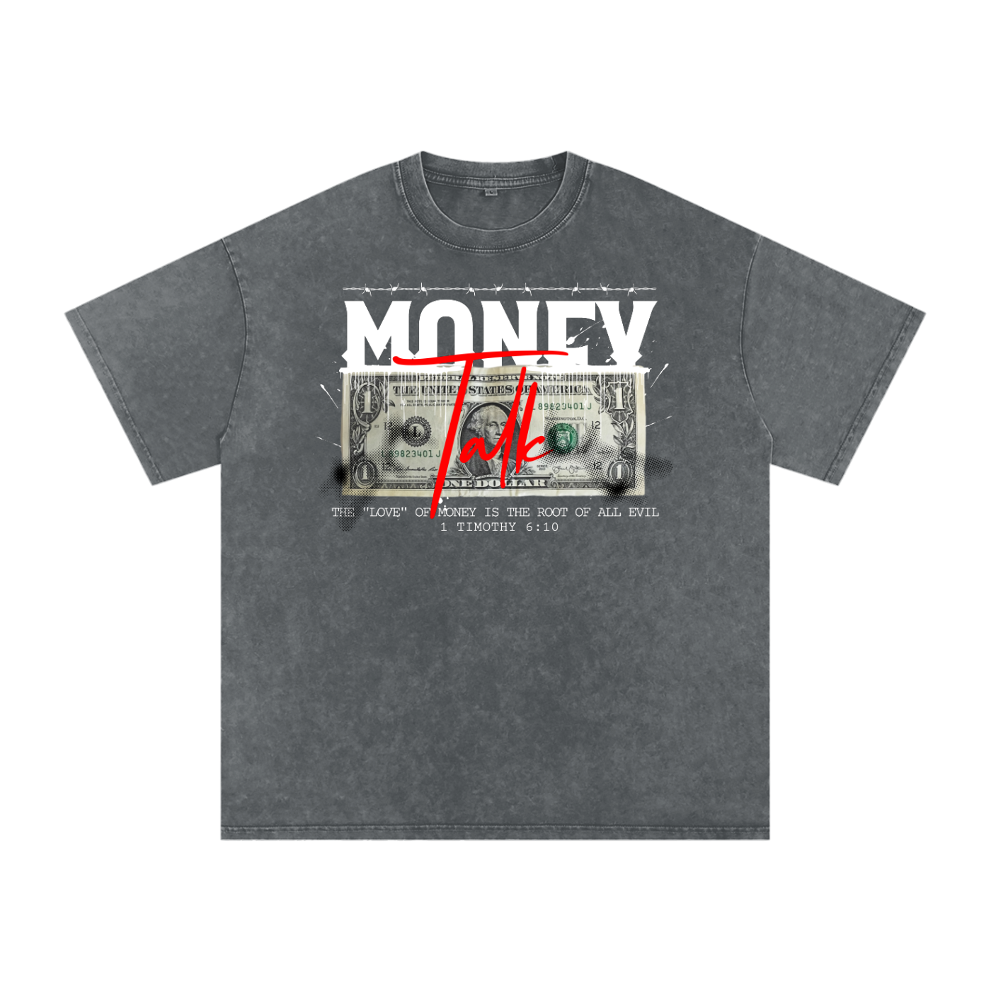 The Love of Money- Acid Wash Oversize T-Shirt - 250 GSM