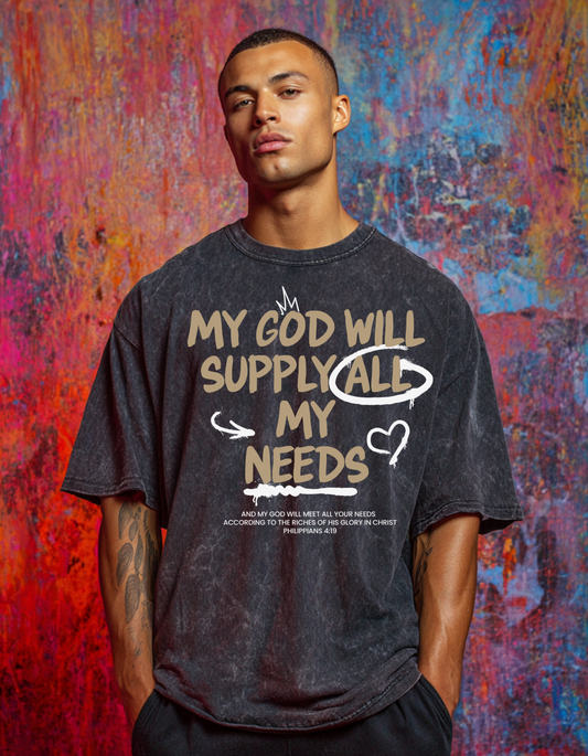 God is all I need - Acid Wash Oversize T-Shirt - 250 GSM