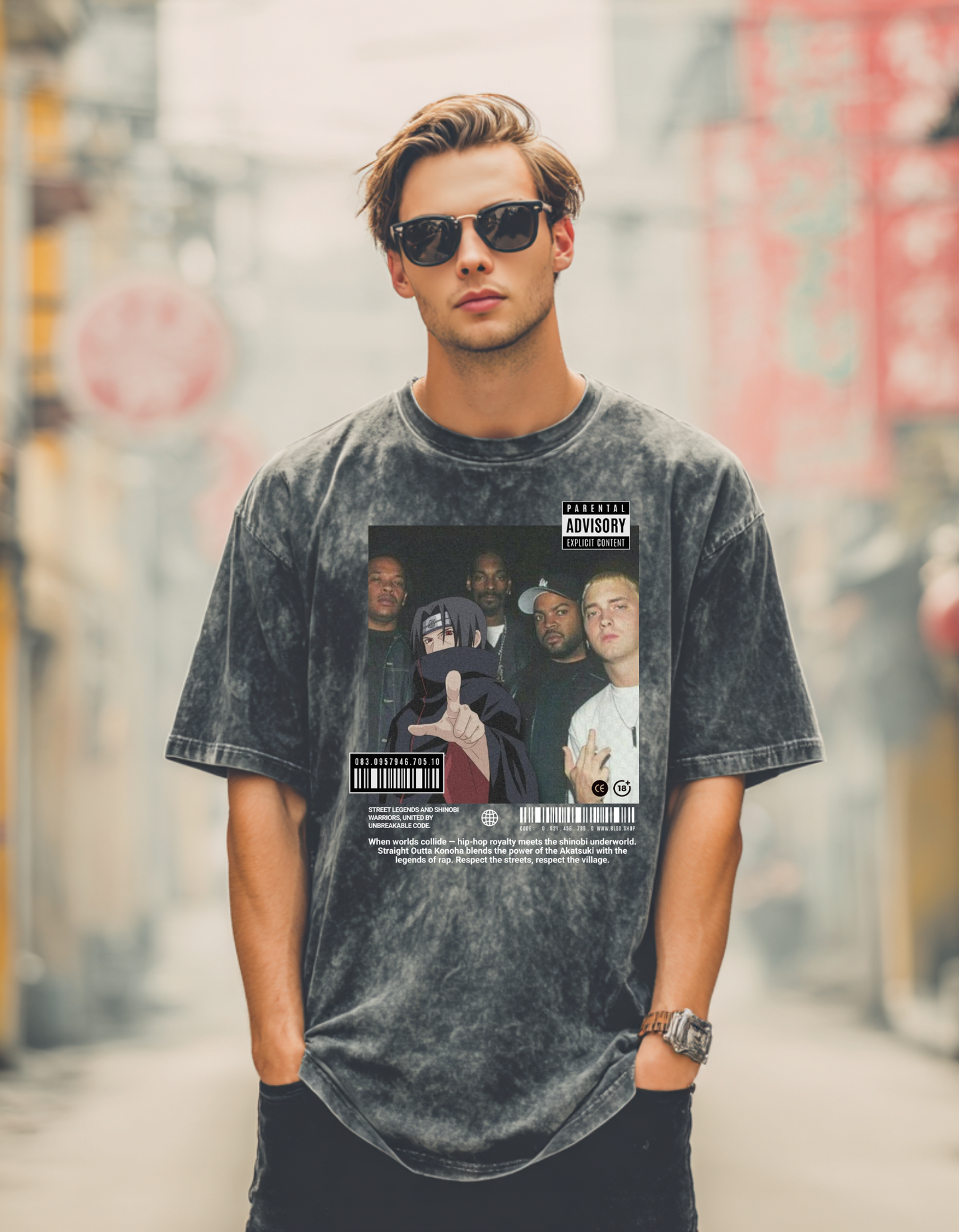 Straight outta Konoha - Acid Wash Oversize T-Shirt - 250 GSM